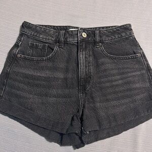 PacSun Washed Black High-Rise Denim Shorts